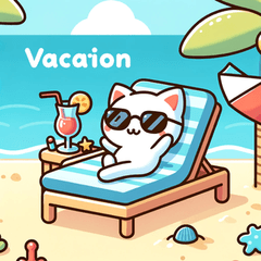 Summer White Cat Sticker Set