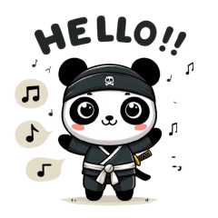 Cute ninja panda sticker 001