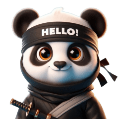 Cute ninja panda sticker 002