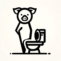 pig doing its business i.e.at the toilet