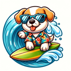サーフィン大好き犬