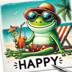 海灘度假的青蛙