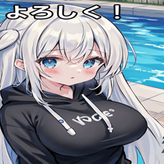 A girl in a hoodie enjoying the pool