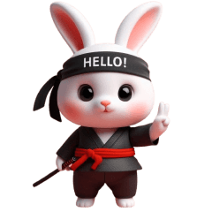 Cute ninja rabbit sticker 002