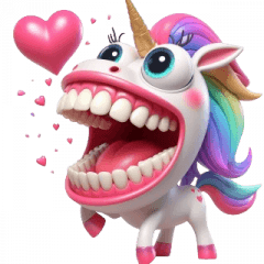 Bucktoothed Unicorn Flirting Stickers