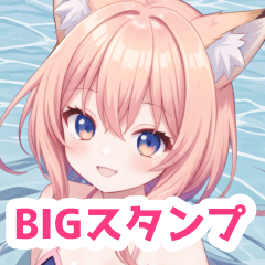 BIG sticker of fox girl in sea swimsuit