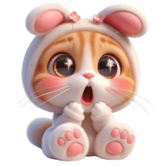 토끼 고양이 귀여운 이모티콘 스티커
