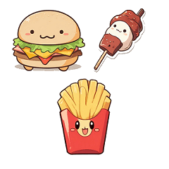 Text-Free Cute Mini Food Stickers