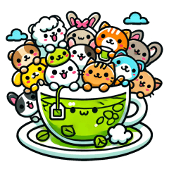 Animals Drinking Herb Tea