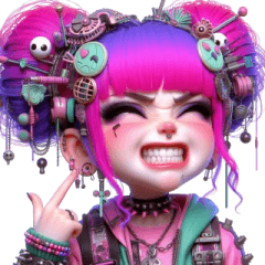 Cyber Goth Girl Crazy Expressions