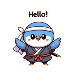 Cute ninja bird sticker 001
