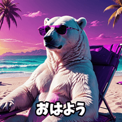 Polar bear enjoying summer