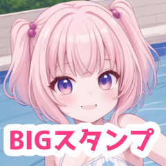BIG sticker of girl in swimsuit in pool