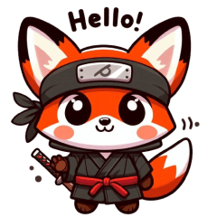 Cute ninja fox sticker 001