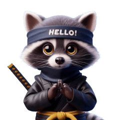 Cute ninja raccoon dog sticker 002
