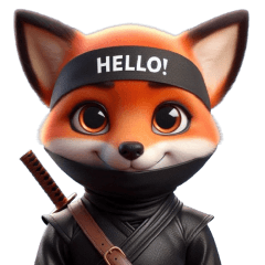 Cute ninja fox sticker 002