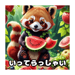 red panda and food