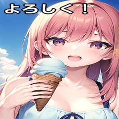 Summer clothes girl eating ice cream