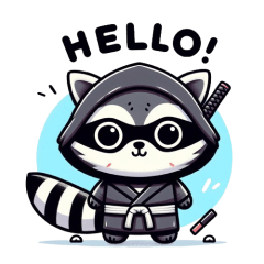 Cute ninja raccoon dog sticker 001