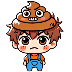 Cute Poo Hat Boy Stickers
