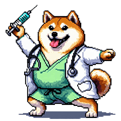 Pixel art doctor fat shiba
