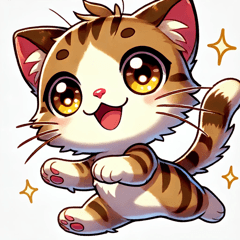 Energetic and Cute Chibi Cat Stickers