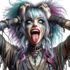 Cyber Gothic Girl Screaming Expression