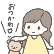 Yurufuwa hair girl greeting stickers