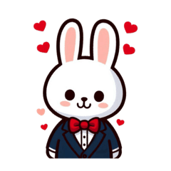 White rabbit in a tuxedo