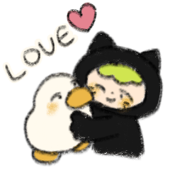 duck and cat friend sticker