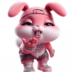 鑽石牙粉紅兔