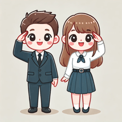 Cute Saluting Couple Stickers
