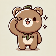 Stiker Beruang Menghormat yang Lucu