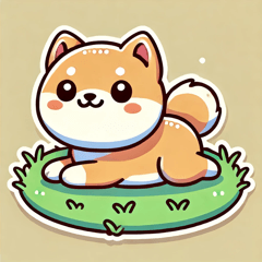 Shiba Inu Relaxing on Grass