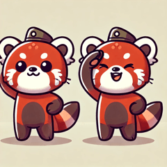 Stiker Panda Merah Menghormat yang Lucu