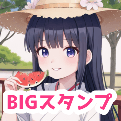 Watermelon and yukata girl BIG sticker