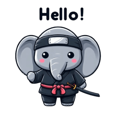 Cute ninja elephant sticker 001