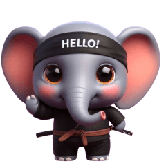 Cute ninja elephant sticker 002