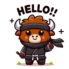 Cute ninja bison sticker 001