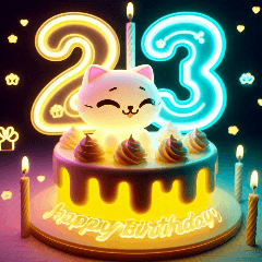 蛍光猫が誕生日を祝う(13～52歳)