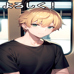 Blonde boy riding a train