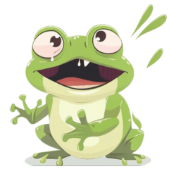 A comical frog speaking Osaka dialect
