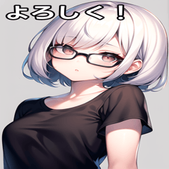 Gray hair bob hair glasses girl