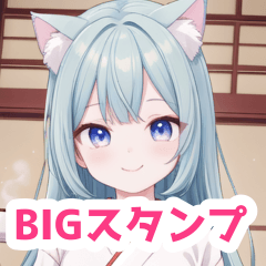 Japanese-style cat girl tea BIG sticker