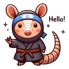 Cute ninja armadillo sticker 001