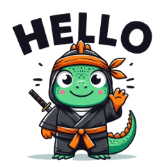 Cute ninja iguana sticker 001