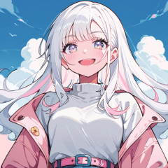 Sweet white-haired anime girl