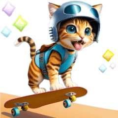 Anime cat skateboarding no text