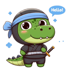 Cute ninja crocodile sticker 001