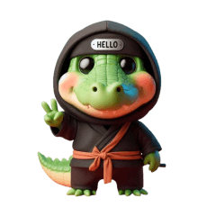 Cute ninja crocodile sticker 002